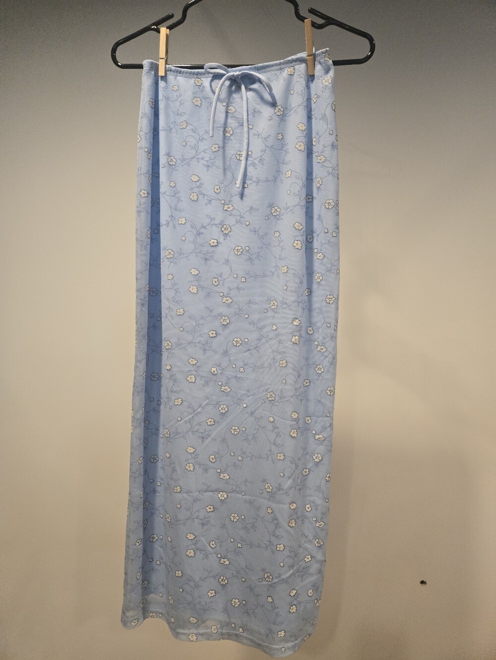 Light Blue Floral Maxi Skirt